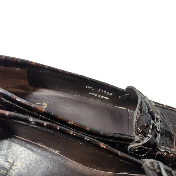STUART WEITZMAN designer loafer 👞 shoes patented leather croc brown size 8.5 - Picture 6 of 16